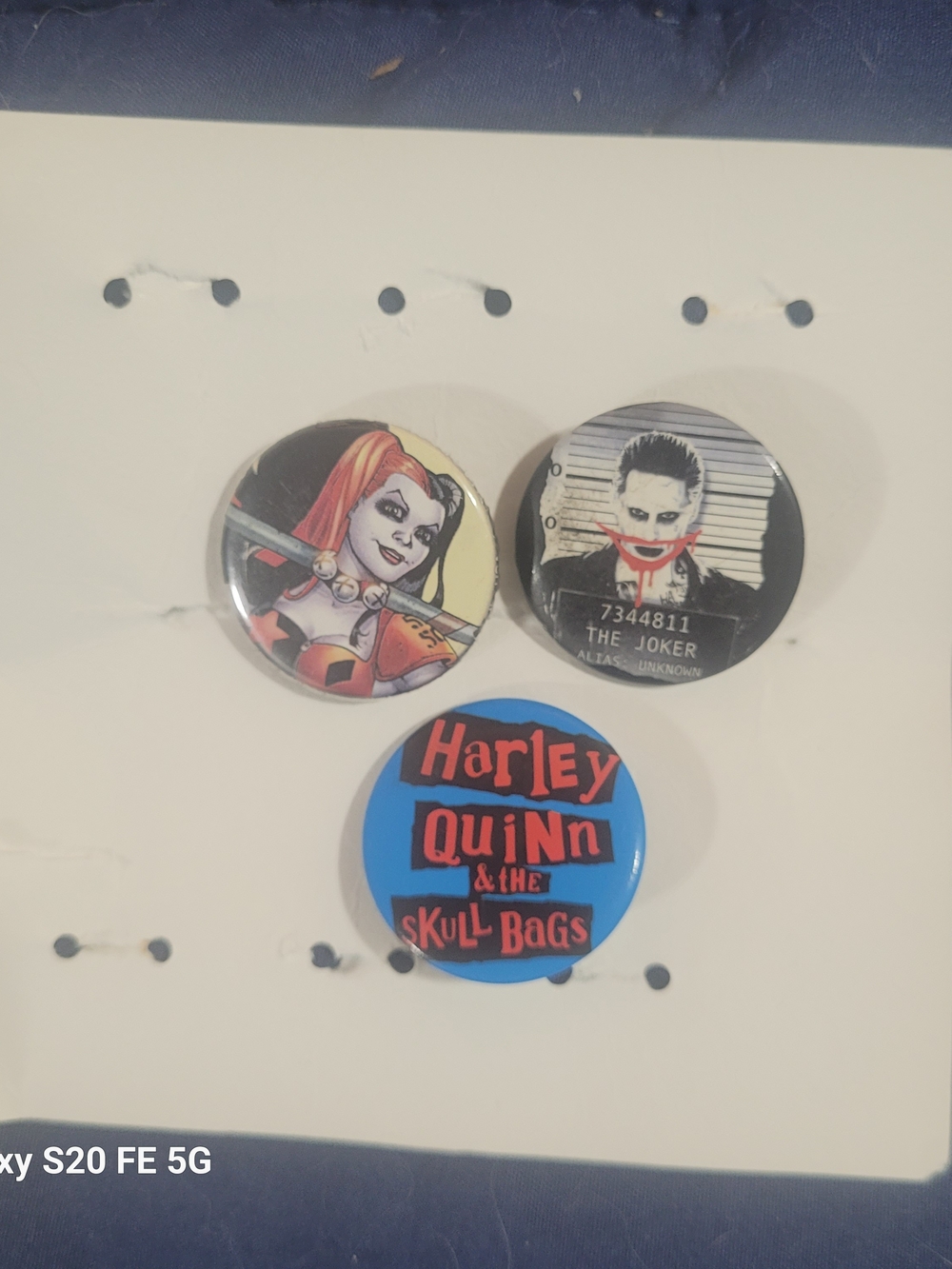 Harley Quinn & Joker Themed Button Pin Set